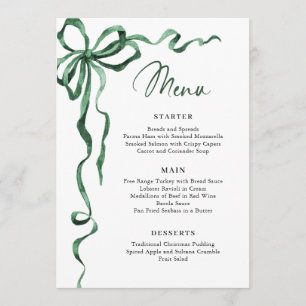 Menu Noël Caprice Bow Funky Vert Soirée de Réveillon