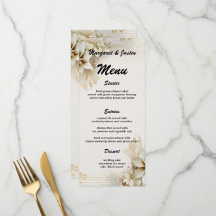Menu Noël hiver Fleur d'ivoire Vintage Mariage