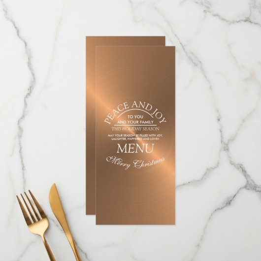Menu Noël Rose Gold Élégant (Devant/Arrière en situation)