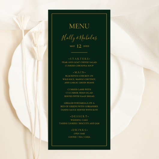 Menu Noël simple et élégant | Dîner Mariage vert