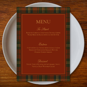 Menu Noël Vintage à carreaux Traditionnel de Famille