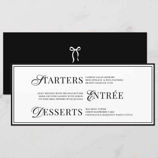 Menu Nœud Classique Ancienne Fortune Noir & Blanc Maria (Devant / Derrière)