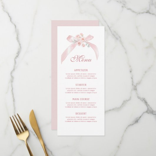 Menu Nœud Classique Rose Floral (Devant/Arrière en situation)