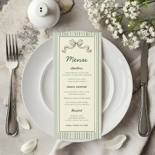 Menu Nœud Dessiné à la Main avec Bandes Vertes Mariage