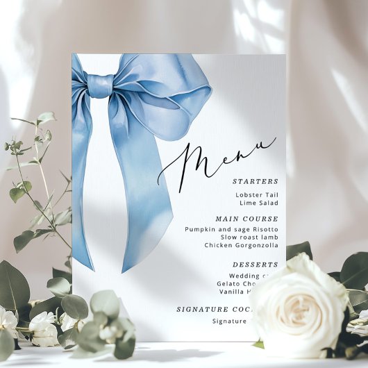 Menu Noeud papillon bleu Elle se marie