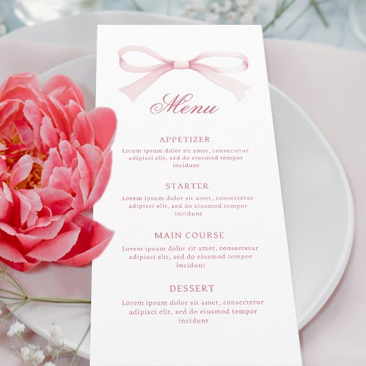 Menu Nœud rose aquarelle classique