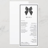 Menu Nœud Ruban Mariage Classique Noir & Blanc (Devant / Derrière)