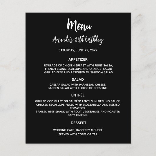 Menu noir blanc (Devant)