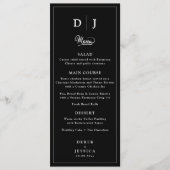 Menu Noir & Blanc Classique Elégant Mariage de luxe (Devant)