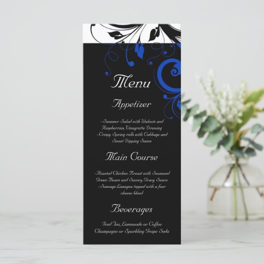 Menu Noir/Blanc/Cobalt Bleu Gras Mariage (Debout devant)