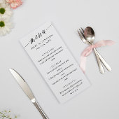 Menu Noir Blanc Delicate Calligraphie Mariage élégant