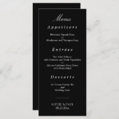 Menu Noir Blanc Élégant Mariage (Devant / Derrière)