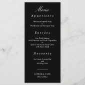 Menu Noir Blanc Élégant Mariage (Devant)