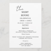 Menu Noir & Blanc moderne La nuit avant le Mariage (Devant)