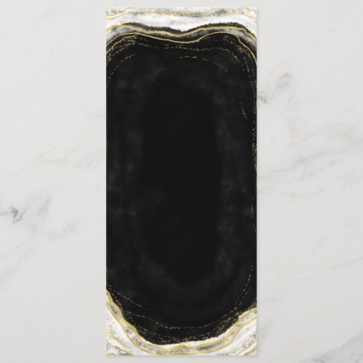 Menu Noir Blanc & Or Géode Agate Marbre Slice Dîner (Dos)