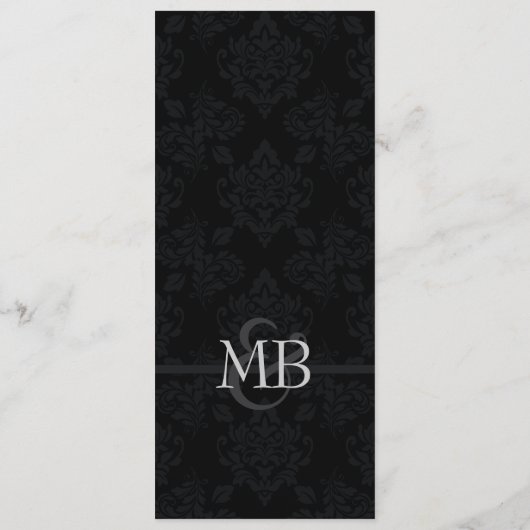 Menu noir damassé modèle rose en dentelle (Dos)