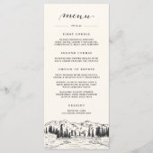 Menu Noir de cendre | Mariage d'esquisse de montagne (Devant)