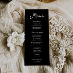 Menu Noir doux et blanc | MARIAGE<br><div class="desc">Cette carte de menu mariage noir foncé, simple et élégante, est dotée d'une typographie blanche de style vintage et fantaisiste. Ajoutez votre choix de dîners pour les entrées ou les entrées, le premier plat, le plat principal ou l'entrée, et les desserts. Un style élégant et classique minimaliste qui reste unique...</div>