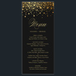 Menu Noir Elegant Faux Gold Foil Mariage Confetti<br><div class="desc">Ajoutez un accent élégant à votre paysage de table d'événements avec cette carte de menu personnalisable. Il présente des points de confetti en feuille d'or imitation avec un script élégant. Personnalisez cette carte de menu élégante en ajoutant vos propres détails. Cette carte de menu fausse feuille d'or est parfaite pour...</div>