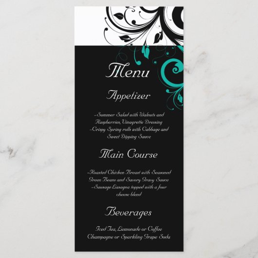 Menu Noir et blanc avec Turquoise rotation inverse (Devant)
