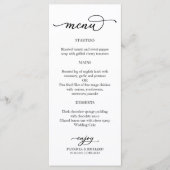 Menu noir et blanc calligraphié élégant (Devant)