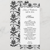 Menu noir et blanc chic de Tableau de mariage (Devant / Derrière)