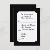 Menu noir et blanc classique RSVP (Devant / Derrière)