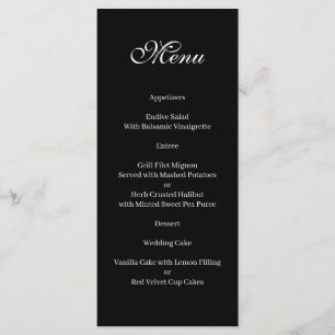 Menu noir et blanc de base et élégant