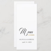 Menu Noir et blanc. Dîner de mariage simple et élégant (Devant / Derrière)
