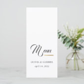 Menu Noir et blanc. Dîner de mariage simple et élégant (Debout devant)