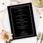 Menu Noir Et Blanc Élégant Mariage
