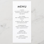 Menu Noir et blanc Gras minimaliste Mariage moderne (Devant)