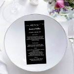 Menu noir et blanc mariage<br><div class="desc">Personnalisez et ajoutez vos noms,  la date du mariage et le menu. Arrière - plan noir,  texte blanc.</div>