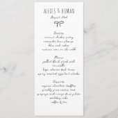 Menu Noir et blanc Simple Bow manuscrit (Devant)