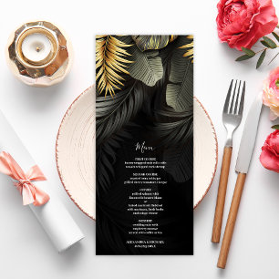 Menu Noir et Gold Tropical Destination Mariage