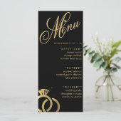 Menu Noir & Or Anneau Diamant Réception de mariage (Debout devant)