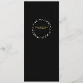 Menu Noir & Or Script Calligraphie Mariage classique (Dos)