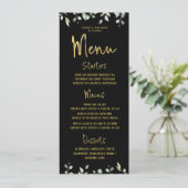Menu Noir & Or Script Calligraphie Mariage classique (Debout devant)