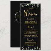 Menu Noir & Or Script Calligraphie Mariage classique (Devant / Derrière)