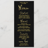 Menu Noir & Or Script Calligraphie Mariage classique (Devant)