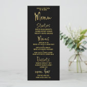 Menu Noir & Or Script Calligraphie Mariage classique (Debout devant)