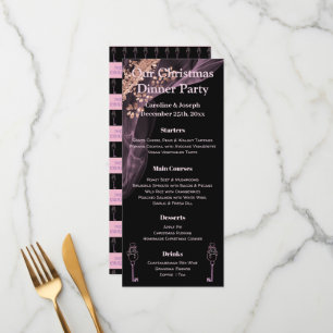 Menu Noir & Rose Gold Christmas avec Snowman