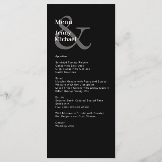 Menu noir simple et moderne et blanc (Devant)