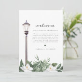 Menu NOLA Watercolor Magnolia Welcome Letter Timeline (Debout devant)