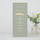 Menu Nom des invités de mariage Vert Sauge (Debout devant)