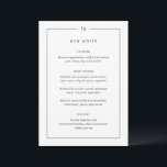 Menu Nom d'hôte noir et blanc intemporel Mariage modern<br><div class="desc">Menus mariages modernes avec un design simple mais élégant avec votre monogramme en haut et vos détails entourés d'une bordure. Utilisez le modèle pour ajouter chaque nom d'invité et sauter les cartes de lieux.</div>