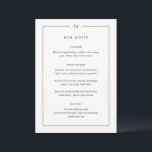 Menu Nom d'hôte noir et blanc intemporel Mariage modern<br><div class="desc">Menus mariages modernes avec un design simple mais élégant avec votre monogramme en haut et vos détails entourés d'une bordure. Utilisez le modèle pour ajouter chaque nom d'invité et sauter les cartes de lieux.</div>