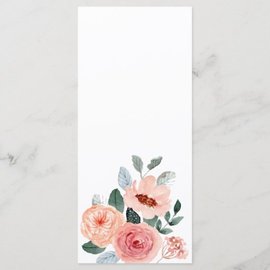 Menu Nom d'invité personnalisé Floral Mariage Buffet Me (Dos)