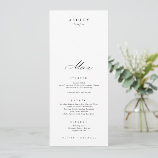 Menu Noms d'invités individuels élégants sur chaque Mar (Debout devant)