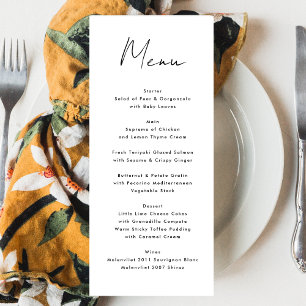 Menu Noms personnalisés modernes Black White Événement